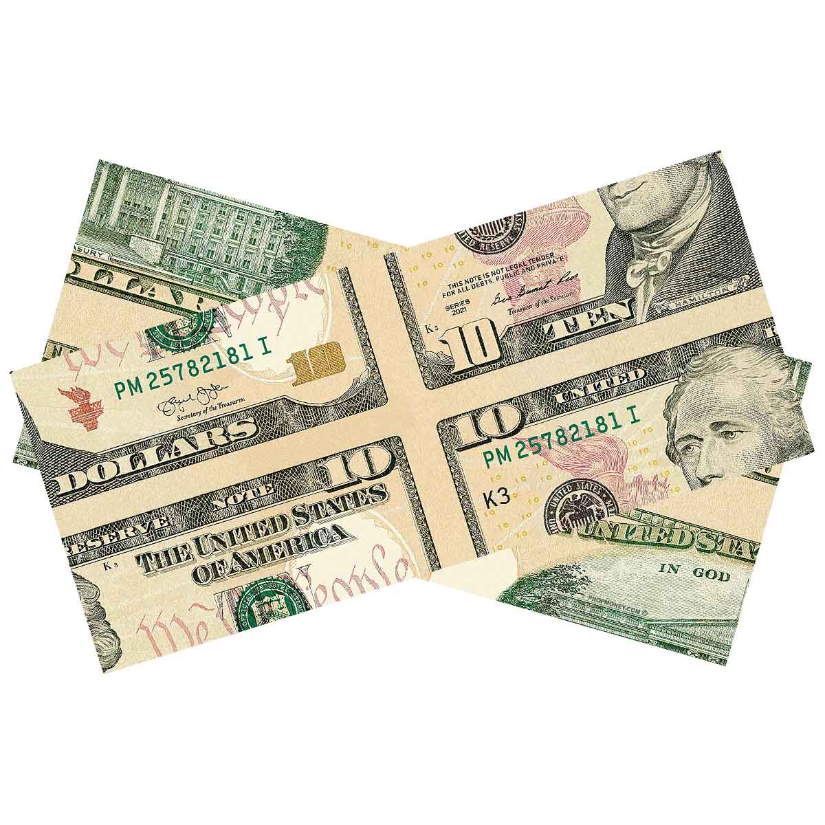 $10 mis-made double-sided bill for magicians