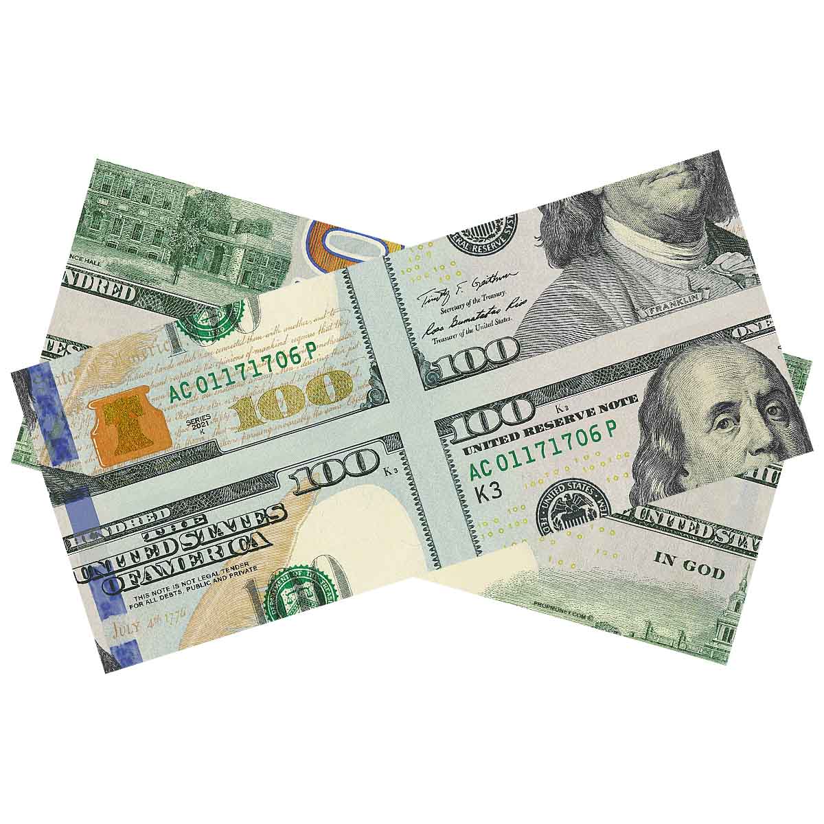 $100 mis-made double-sided bill for magicians