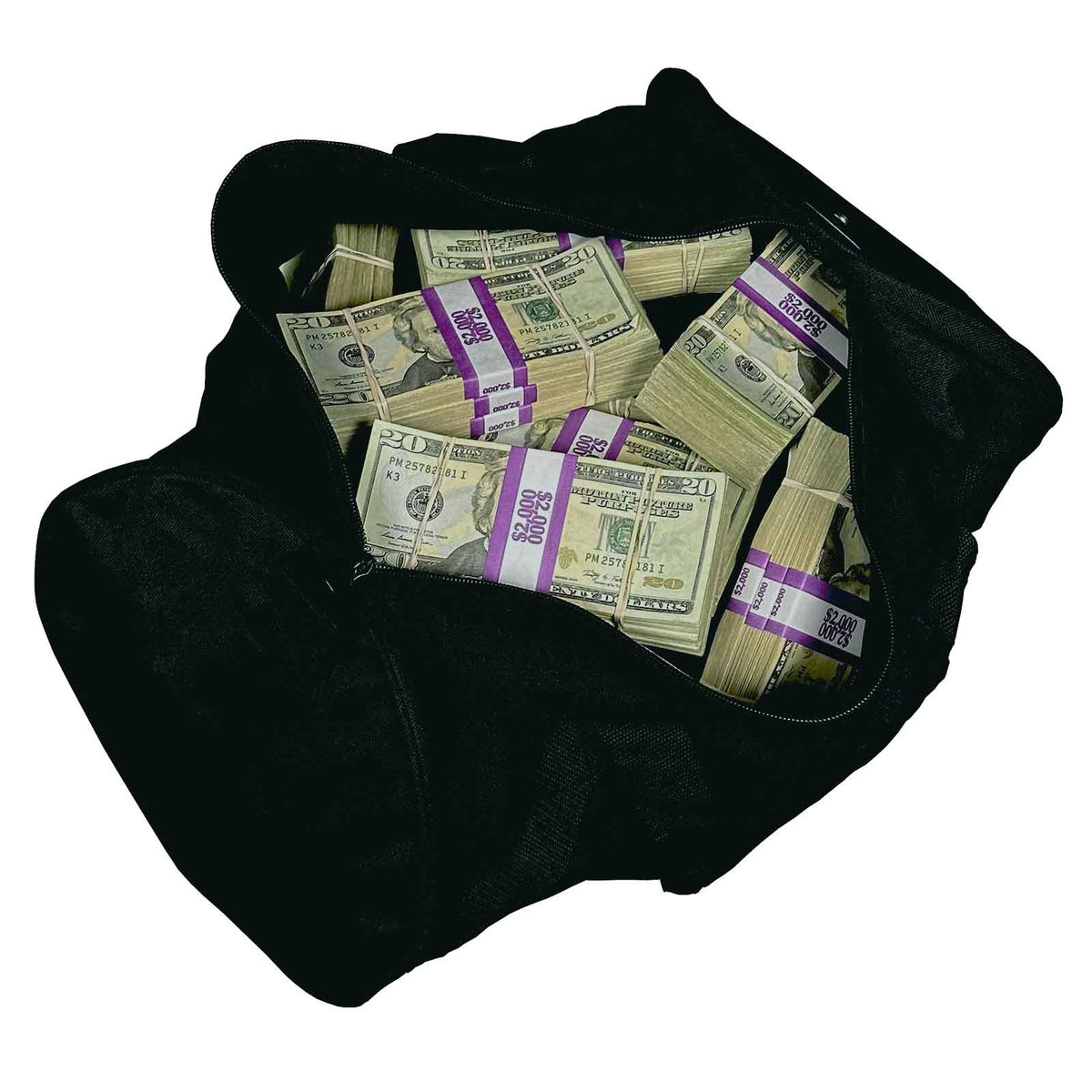 RealAged $102,000 prop money bundles and duffel bag