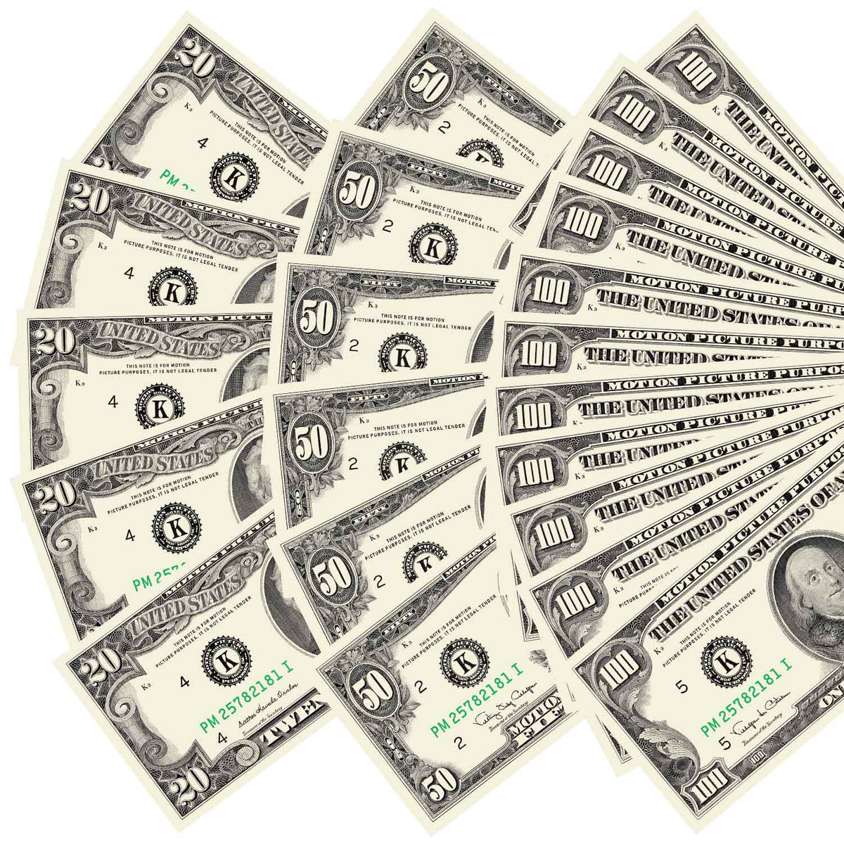 $1,500 prop money mix with 1990 series bills