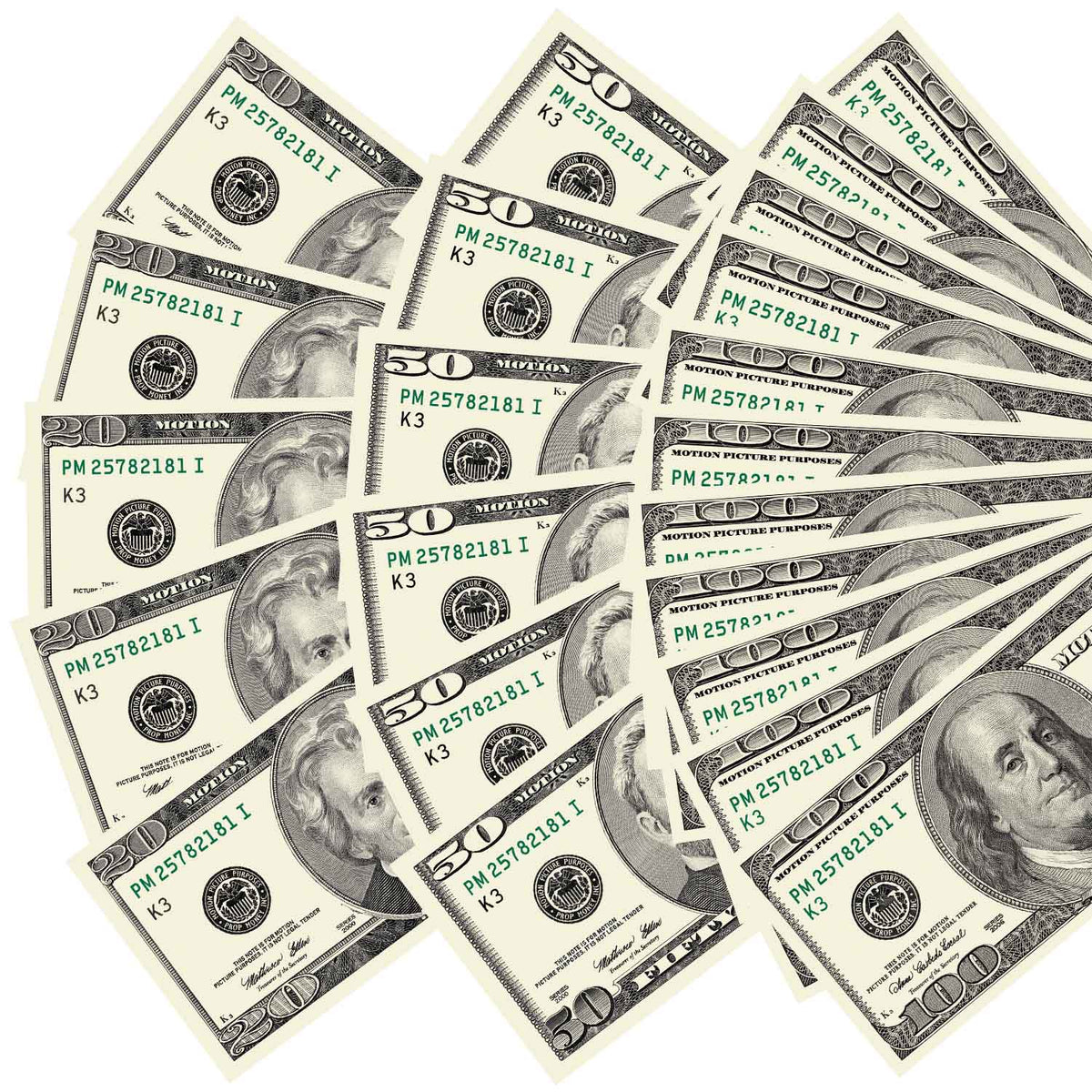 $1,500 prop money mix with 2000 series bills