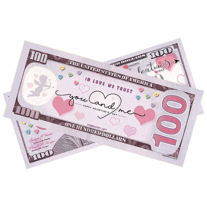 100x $100 Happy Valentine's Day Bills - Prop Money Inc.