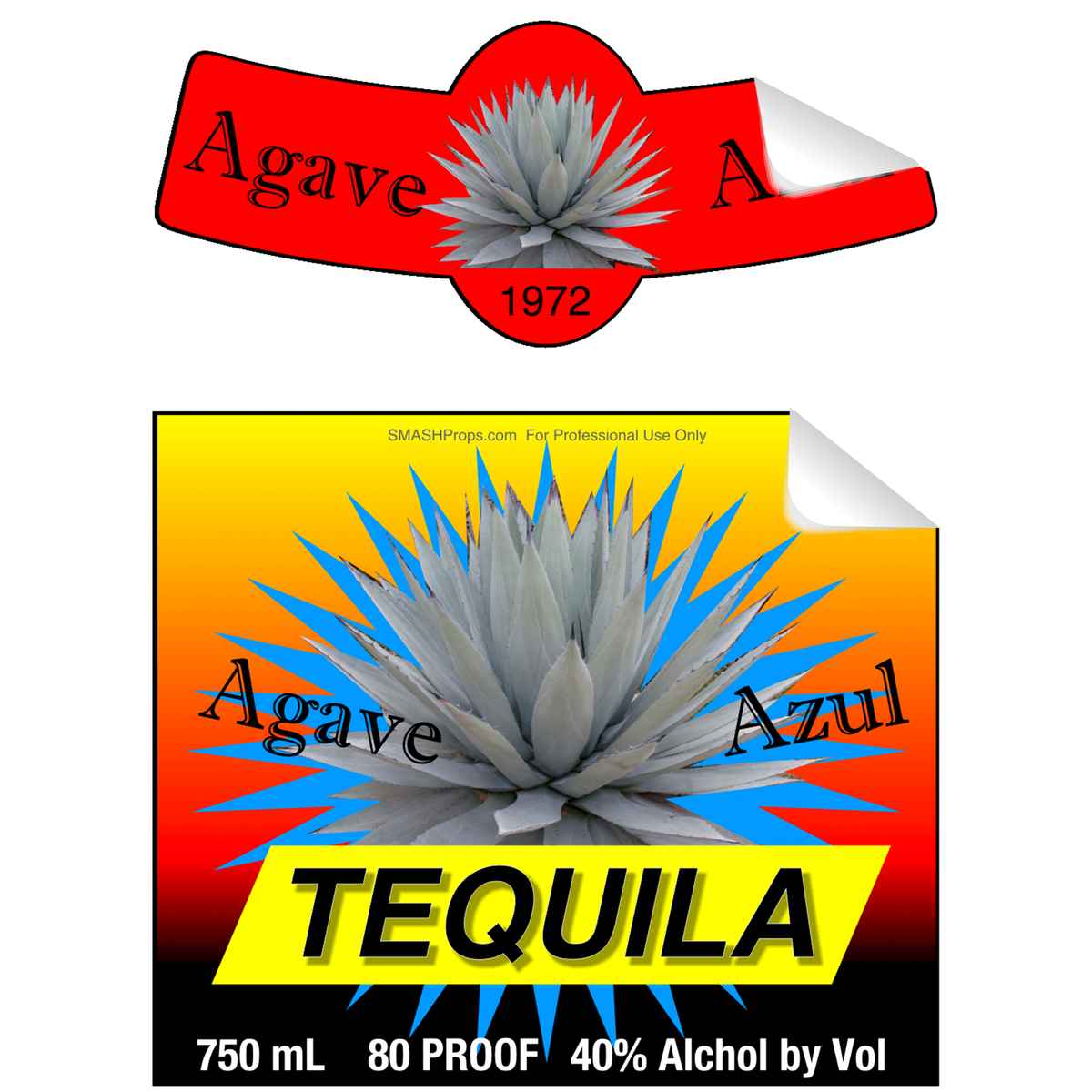 Agave Azul Tequila Single Self Adhesive Label - License and Royalty Free for Film Use - Prop Money Inc.