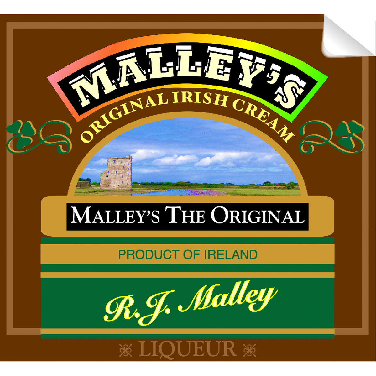 Malley's Irish Creme Single Self Adhesive Label - License and Royalty Free for Film Use - Prop Money Inc.
