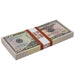Front of an actual Full Print $50 prop money stack showing Grant and a brown $5,000 band