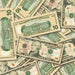 $10 New Series Close-Up prop bills with printed fronts and backs scattered randomly; one complete front and back centered.