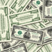 $10,000 Vintage Close-Up prop bills with printed fronts and backs scattered randomly; one complete front and back centered.