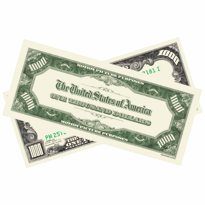 Vintage $1,000 novelty bills for productions and displays