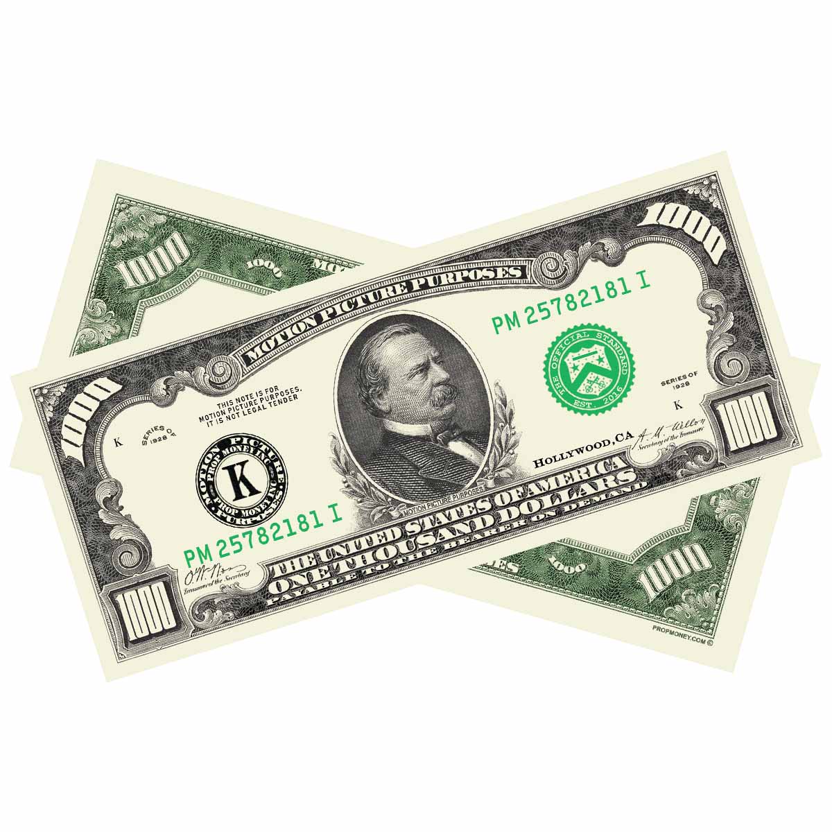 $1,000 vintage series prop money bills for film and photography