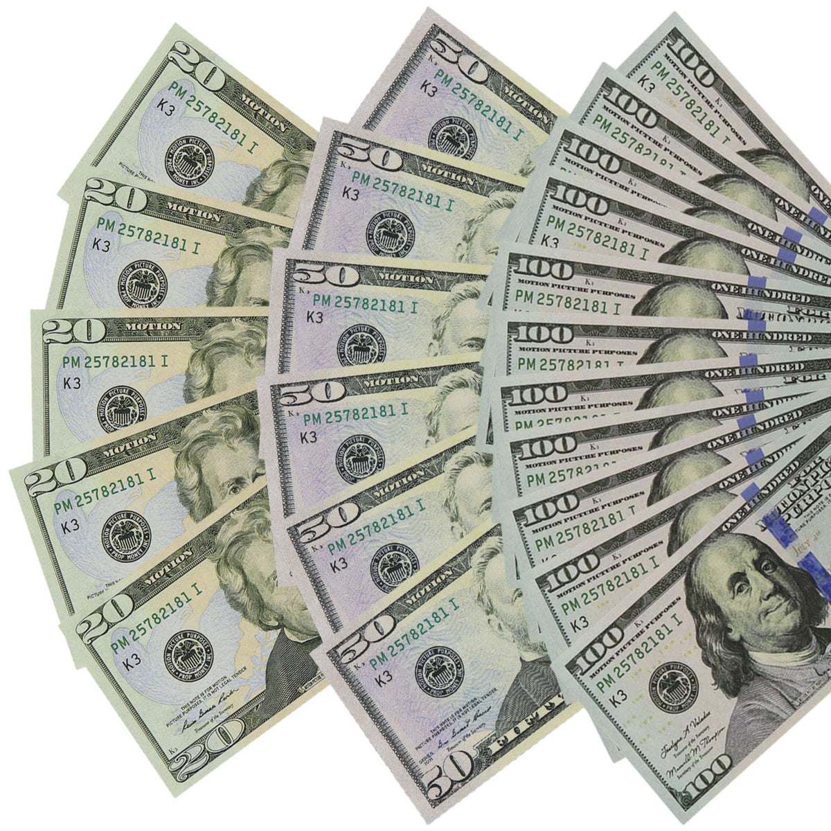 $1,500 prop money mix with $20 $50 and $100 bills