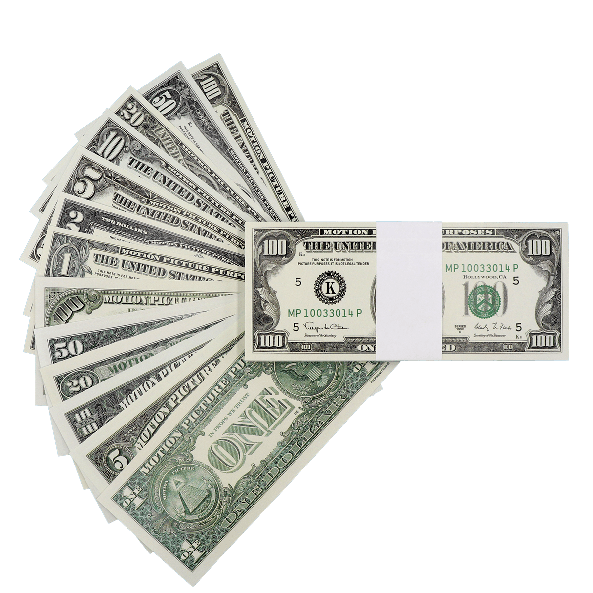 1990 Series mixed prop money stack for film and photography