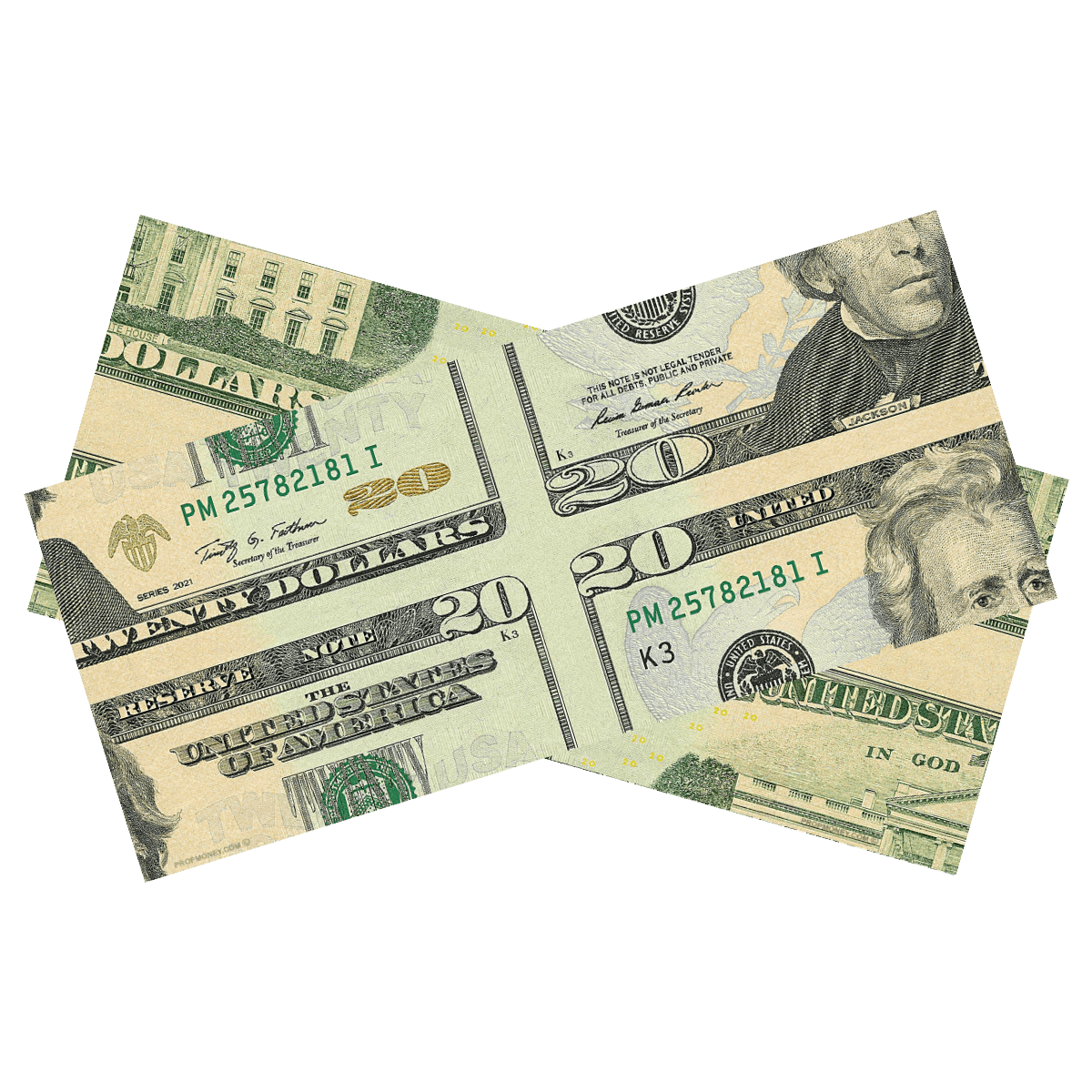 $20 mis-made double-sided bill for magicians