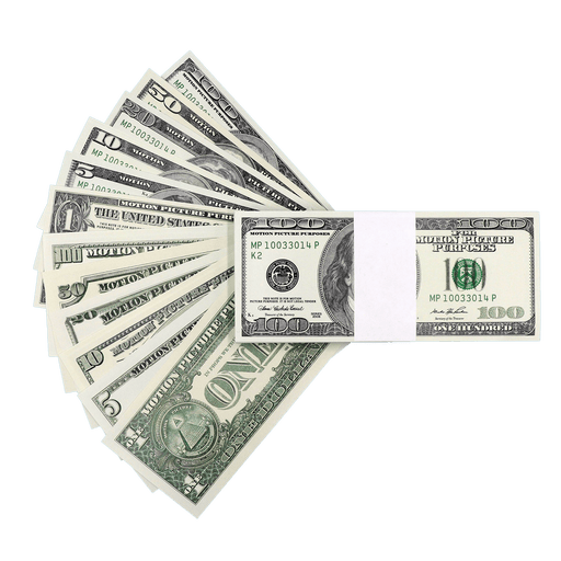 2000 Series mixed prop money stack for film and photography