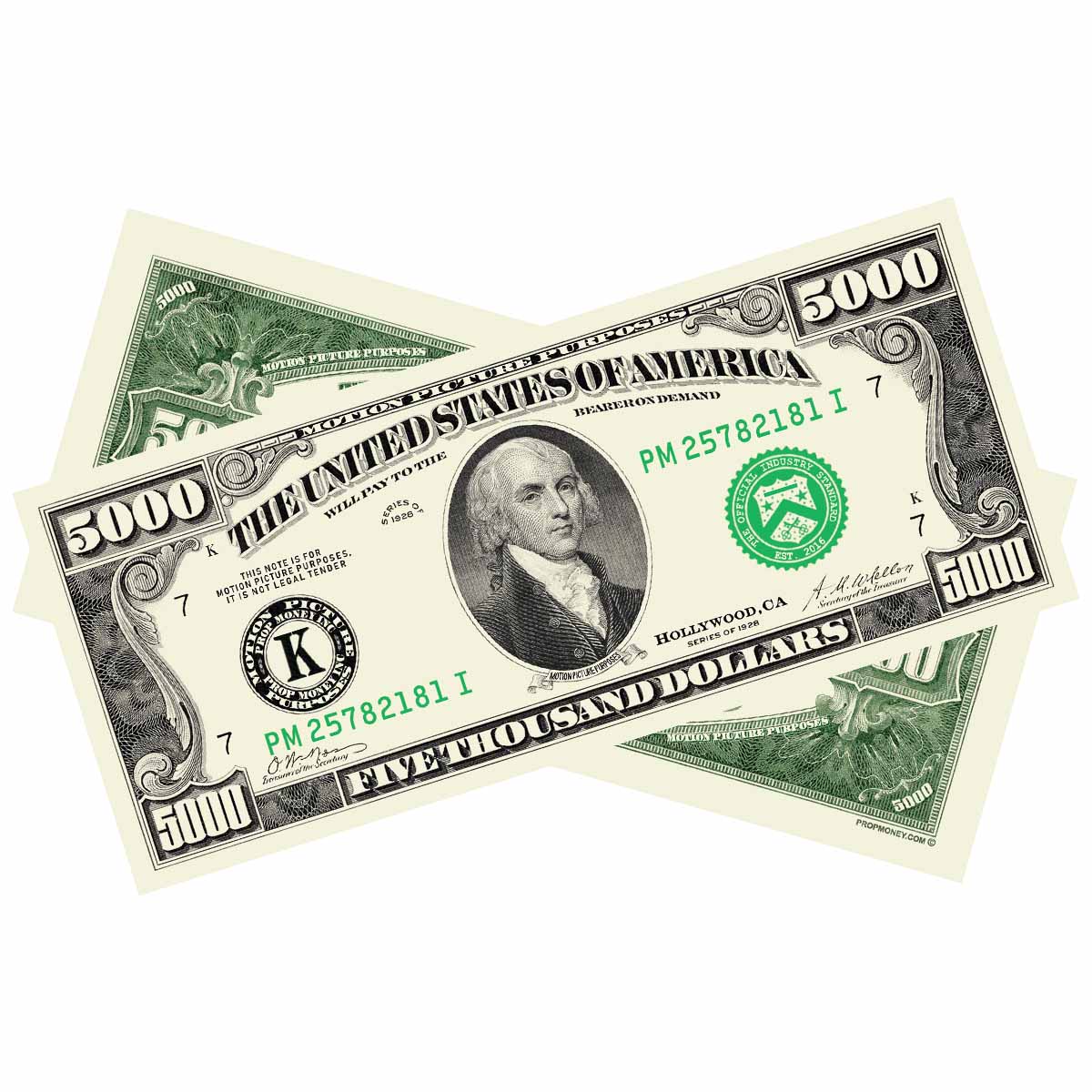 $5,000 vintage series prop money bills for film and photography