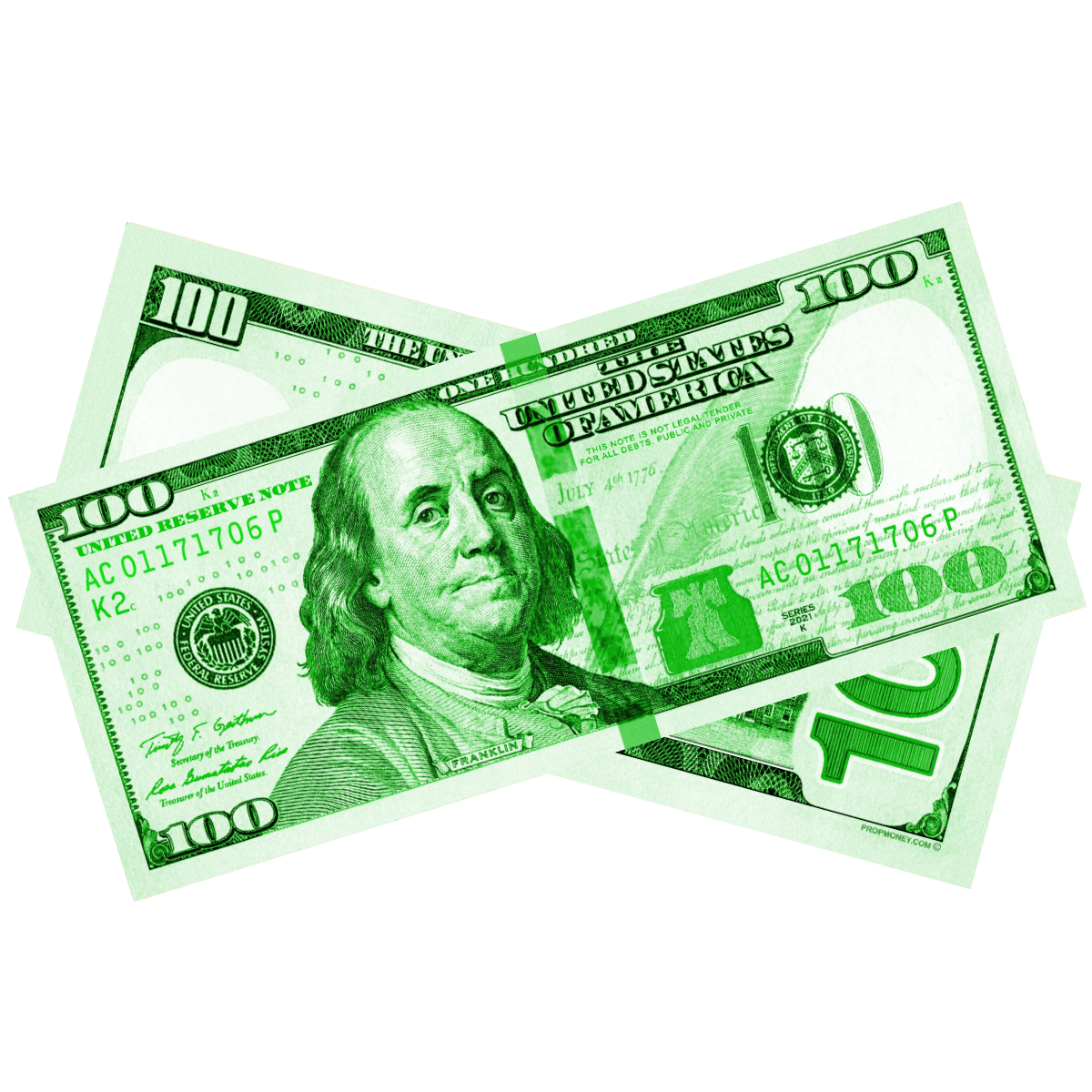 Green prop money bills for St Patricks Day parties casino nights and events