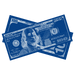 Los Angeles blue prop money bills with vibrant full-print design