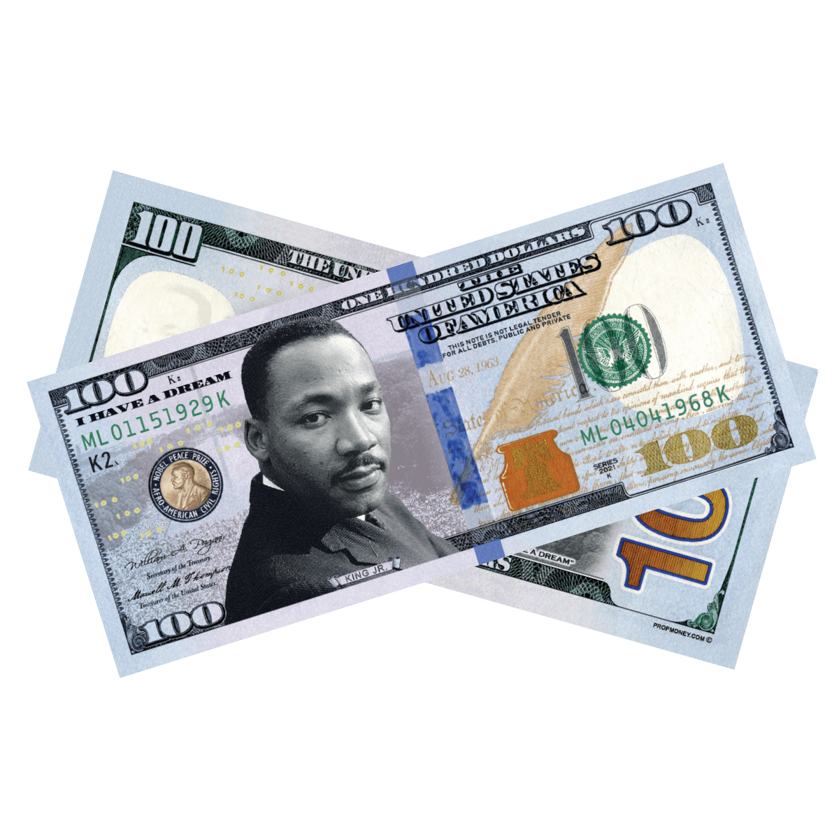 Martin Luther King Jr commemorative novelty bills for displays and collections
