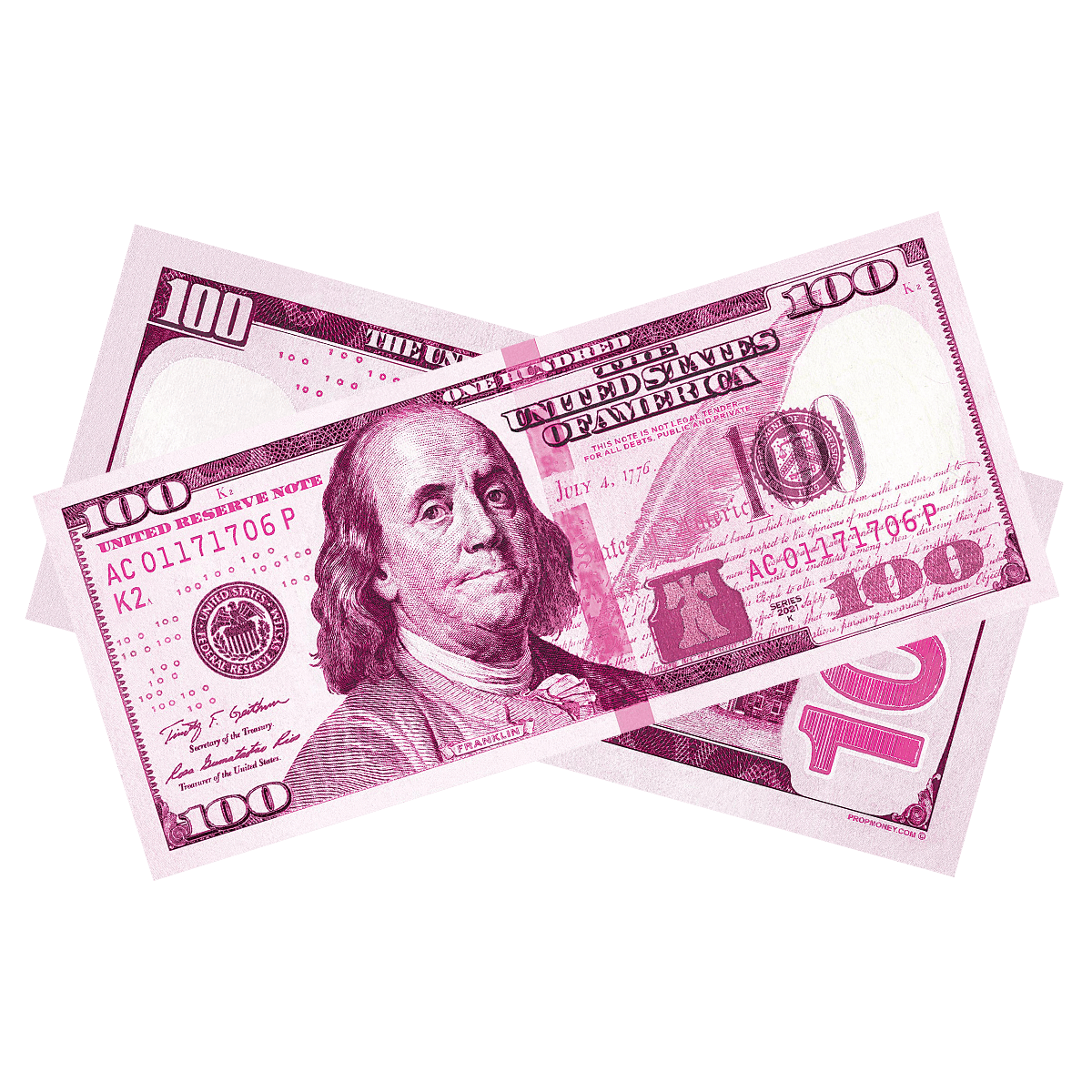 Pink prop money bills for parties celebrations photography and creative displays