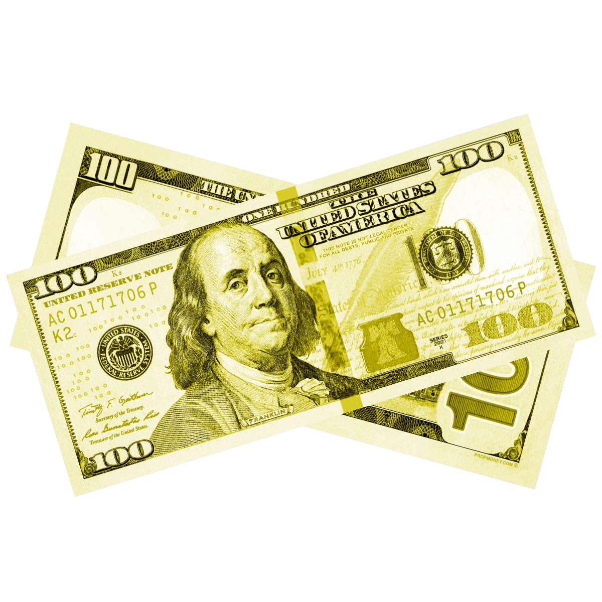 Yellow prop money bills for parties events decorations and creative projects